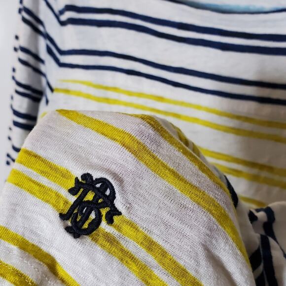 Tory Burch XL Striped 100% Linen top 3/4 Sleeve casual top Great condition - Picture 7 of 8